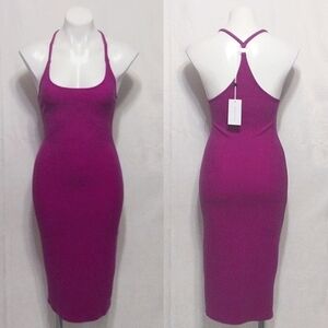 NWT Lovers & Friends Lydia Purple Sexy Racerback Bodycon Midi Dress Small